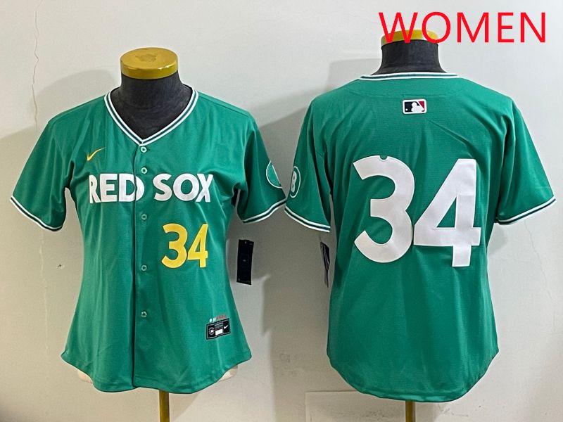 Women Boston Red Sox #34 No Name Green Joint Name Nike 2025 MLB Jersey style 5